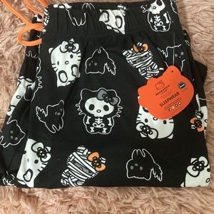 Hello kitty pj bottoms black and orange